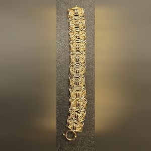 Vintage OT Turkey sterling silver linked bracelet gold overlay.